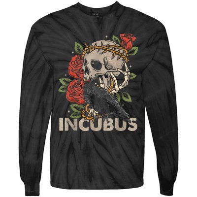 I.N.C.U.B.U.S Crow Left Skull Flower Halloween Costume Tie-Dye Long Sleeve Shirt