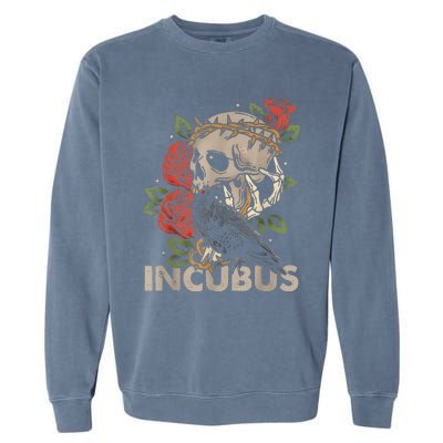 I.N.C.U.B.U.S Crow Left Skull Flower Halloween Costume Garment-Dyed Sweatshirt