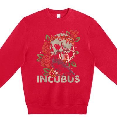 I.N.C.U.B.U.S Crow Left Skull Flower Halloween Costume Premium Crewneck Sweatshirt