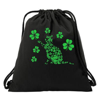 Irish Cat Lover Ireland Clover Shamrock St. Patrick's Day Drawstring Bag