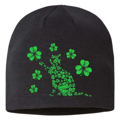 Irish Cat Lover Ireland Clover Shamrock St. Patrick's Day Sustainable Beanie