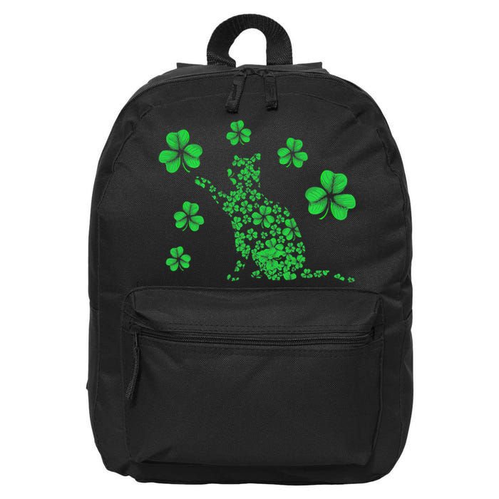 Irish Cat Lover Ireland Clover Shamrock St. Patrick's Day 16 in Basic Backpack