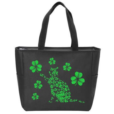 Irish Cat Lover Ireland Clover Shamrock St. Patrick's Day Zip Tote Bag