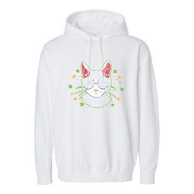 Irish Cat Lover Kitty Owner Saint Patricks Day Shamrock Funny Gift Garment-Dyed Fleece Hoodie