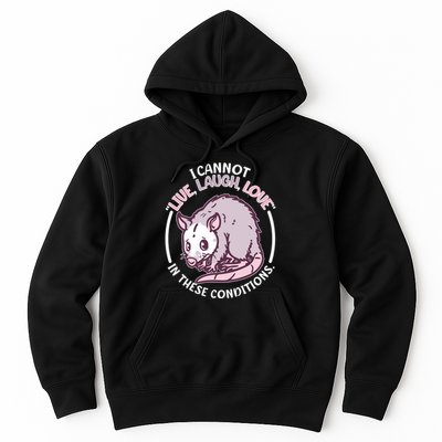 I Cannot Live Laugh Love In These Conditions Opossum Hoodie