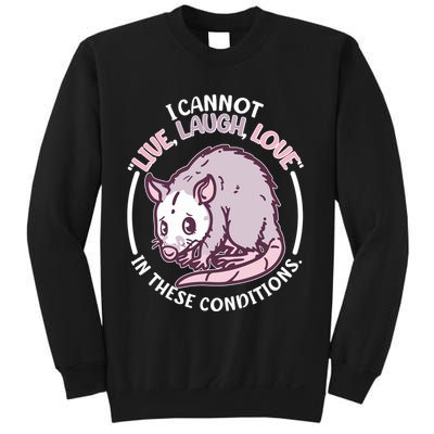 I Cannot Live Laugh Love In These Conditions Opossum Sweatshirt