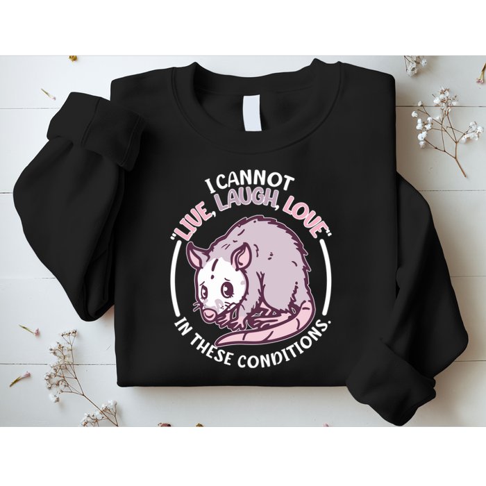 I Cannot Live Laugh Love In These Conditions Opossum Sweatshirt