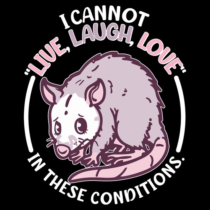 I Cannot Live Laugh Love In These Conditions Opossum Drawstring Bag