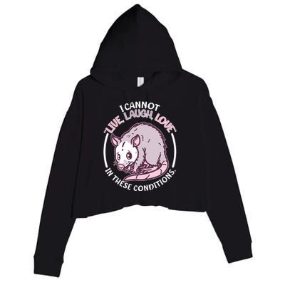 I Cannot Live Laugh Love In These Conditions Opossum Crop Fleece Hoodie