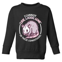 I Cannot Live Laugh Love In These Conditions Opossum Toddler Sweatshirt