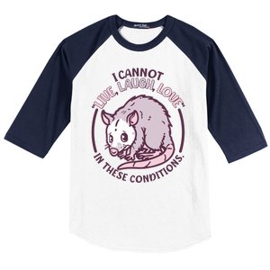 I Cannot Live Laugh Love In These Conditions Opossum Baseball Sleeve Shirt