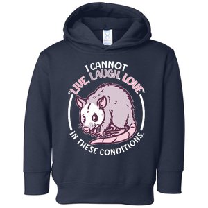 I Cannot Live Laugh Love In These Conditions Opossum Toddler Hoodie