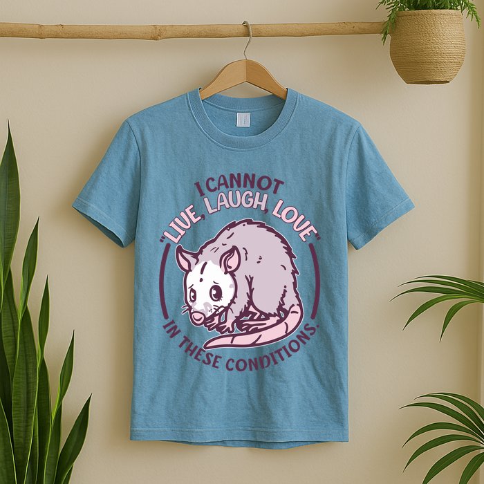 I Cannot Live Laugh Love In These Conditions Opossum T-Shirt