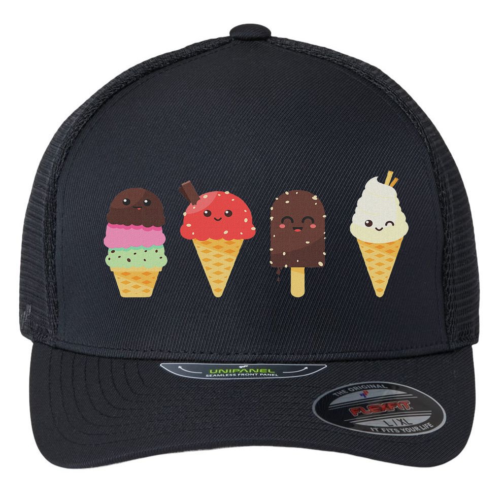 Ice Cream Lover For Summer Flexfit Unipanel Trucker Cap