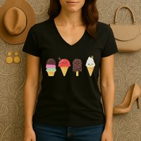 Ice Cream Lover For Summer Women's V-Neck T-Shirt