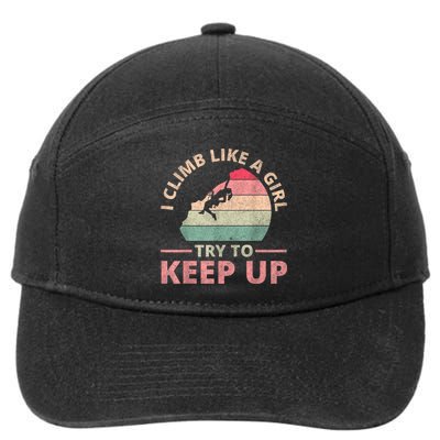 I Climb Like A Girl Rock Climbing Sunset Retro 7-Panel Snapback Hat