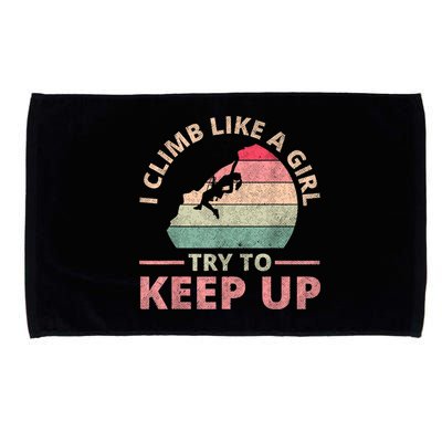 I Climb Like A Girl Rock Climbing Sunset Retro Microfiber Hand Towel