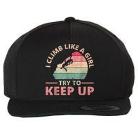 I Climb Like A Girl Rock Climbing Sunset Retro Wool Snapback Cap