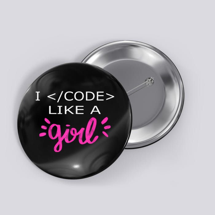 I Code Like A Girl Funny Binary Coding Computer Science Button