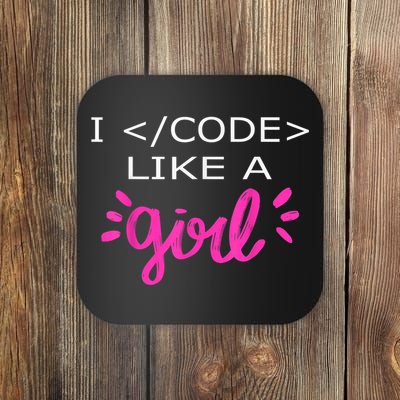 I Code Like A Girl Funny Binary Coding Computer Science Coaster