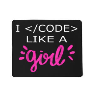 I Code Like A Girl Funny Binary Coding Computer Science Mousepad