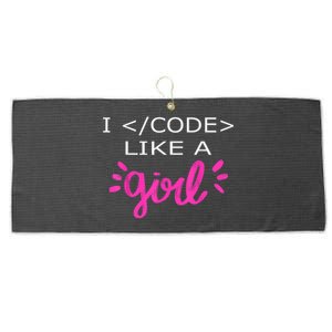 I Code Like A Girl Funny Binary Coding Computer Science Large Microfiber Waffle Golf Towel