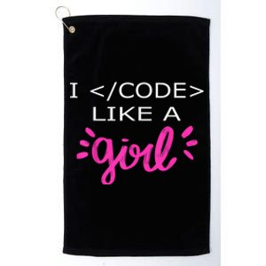 I Code Like A Girl Funny Binary Coding Computer Science Platinum Collection Golf Towel