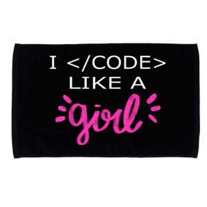 I Code Like A Girl Funny Binary Coding Computer Science Microfiber Hand Towel