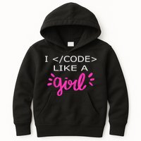 I Code Like A Girl Funny Binary Coding Computer Science Kids Hoodie