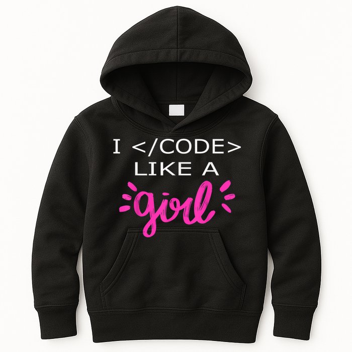 I Code Like A Girl Funny Binary Coding Computer Science Kids Hoodie