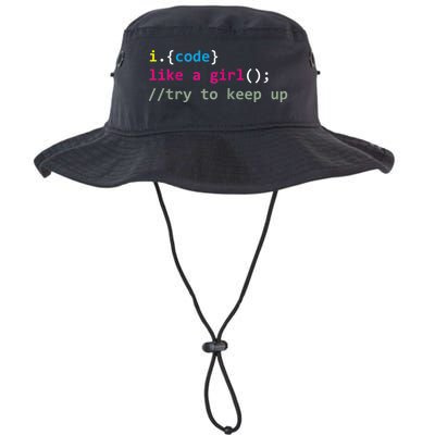 I Code Like A Girl Try To Keep Up Funny Coding Developer Legacy Cool Fit Booney Bucket Hat