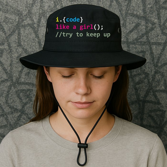 I Code Like A Girl Try To Keep Up Funny Coding Developer Legacy Cool Fit Booney Bucket Hat