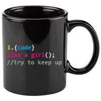 I Code Like A Girl Try To Keep Up Funny Coding Developer 11oz C Handle Ceramic Mug