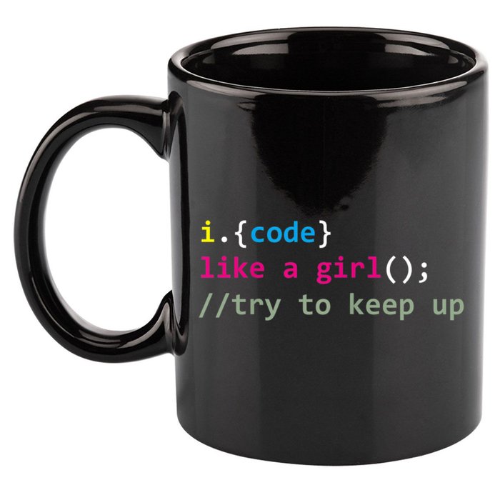 I Code Like A Girl Try To Keep Up Funny Coding Developer 11oz C Handle Ceramic Mug