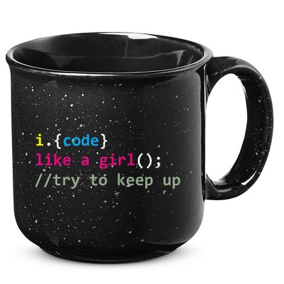 I Code Like A Girl Try To Keep Up Funny Coding Developer 15oz Campfire Ceramic Mug