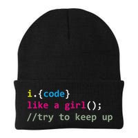 I Code Like A Girl Try To Keep Up Funny Coding Developer Beanie
