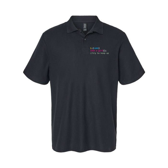 I Code Like A Girl Try To Keep Up Funny Coding Developer Polo