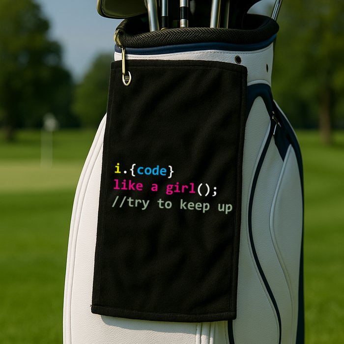 I Code Like A Girl Try To Keep Up Funny Coding Developer Golf Towel
