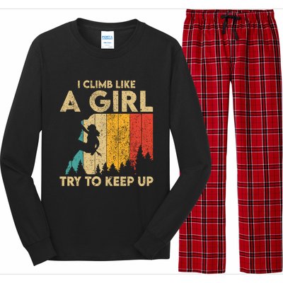 I Climb Like A Girl Vintage Rock Climbing Bouldering Wo Long Sleeve Pajama Set