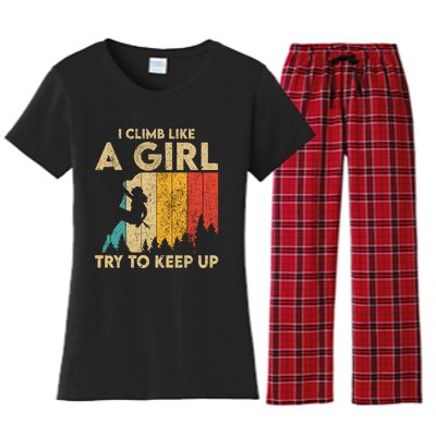 I Climb Like A Girl Vintage Rock Climbing Bouldering Wo Women's Flannel Pajama Set