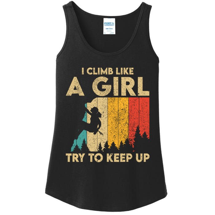 I Climb Like A Girl Vintage Rock Climbing Bouldering Wo Ladies Essential Tank