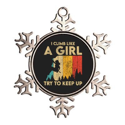 I Climb Like A Girl Vintage Rock Climbing Bouldering Wo Metallic Star Ornament