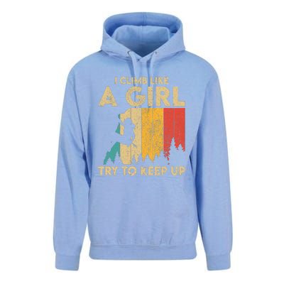 I Climb Like A Girl Vintage Rock Climbing Bouldering Wo Unisex Surf Hoodie