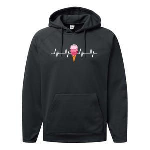 Ice Cream Lover Frozen Dessert Sweet Sorbet Cone Gelato Performance Fleece Hoodie