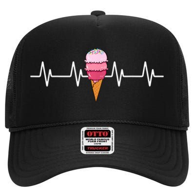 Ice Cream Lover Frozen Dessert Sweet Sorbet Cone Gelato High Crown Mesh Back Trucker Hat