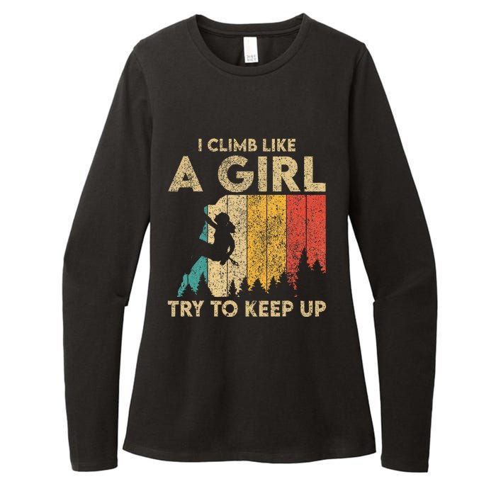 I Climb Like A Girl Vintage Rock Climbing Bouldering Womens CVC Long Sleeve Shirt