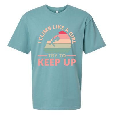 I Climb Like A Girl Try To Keep Up Climbing Funny Retro Sueded Cloud Jersey T-Shirt