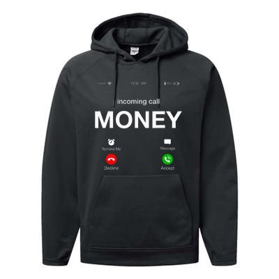 Incoming Call Money Is Calling Illustration Graphic Designs Performance Fleece Hoodie