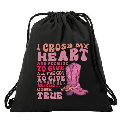 I Cross My Heart And Promise Apparel Drawstring Bag