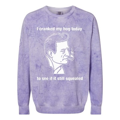 I Cranked My Hog Today To See If It Still Squealed Colorblast Crewneck Sweatshirt